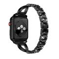 Apple Watch (38/40/SE/41/42mm) diamantmønstret stålrem til dameklokke - svart
