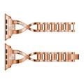 Apple Watch (38/40/SE/41/42 mm) diamantmønstret stålrem til damer - rosagull