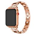 Apple Watch (38/40/SE/41/42 mm) diamantmønstret stålrem til damer - rosagull