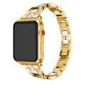 Apple Watch (42/44/SE/45/46/49mm) diamantmønstret stålrem til dameklokke - gull