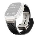 Apple Watch (42/44/SE/45/46/49mm) silikonrem med vertikale linjer og titankobling - svart