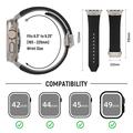 Apple Watch (42/44/SE/45/46/49mm) silikonrem med vertikale linjer og titankobling - svart