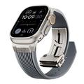 Apple Watch (42/44/SE/45/46/49mm) silikonrem med vertikale linjer og titankobling - grå