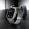 Apple Watch (42/44/SE/45/46/49mm) silikonrem med vertikale linjer og titankobling - grå