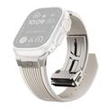 Apple Watch (42/44/SE/45/46/49mm) silikonrem med vertikale linjer og titankobling - Stjernelys