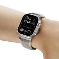 Apple Watch (42/44/SE/45/46/49mm) silikonrem med vertikale linjer og titankobling - Stjernelys