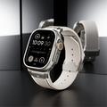 Apple Watch (42/44/SE/45/46/49mm) silikonrem med vertikale linjer og titankobling - Stjernelys