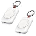 Apple Watch bærbar trådløs lader med nøkkelring - 1800mAh - hvit