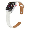 Apple Watch 7/SE/6/5/4/3/2/1 Premium Lærrem - 45mm/44mm/42mm - Hvit
