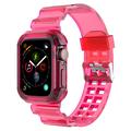 Apple Watch Series 11/10 Erstatnings Silikonstropp med Integrert Ramme - 42mm - Gjennomsiktig Rosa