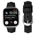 Apple Watch Series 11/10/9/8/SE 3/SE (2022)/7/SE/6/5/4/3/2/1 - Tynn lærrem - 42mm/41mm/40mm/38mm - Svart