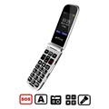 Artfone F20 Flip Mobiltelefon for Eldre - 2G, Dobbel-SIM, SOS - Svart