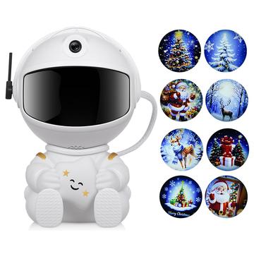 Astronaut som klemmer stjerne-juleprojektorlampe - USB-drevet