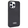 iPhone 14 Pro Max Audi Metal Logo Silikondeksel - Svart