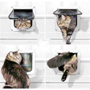 Auto-Lock kjæledyrdør med 4-veis låsesystem for katter og små hunder - S - Hvit