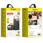 Awei PA-82 60000mAh powerbank - 65W, 2x USB-A/USB-C, LED-display, lommelykt - svart