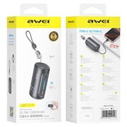 Awei WP-117 10000mAh powerbank - 22.5W, 2xUSB-C - svart