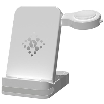 B-27 3-i-1 sammenleggbar trådløs lader med nattlys - 15W - hvit