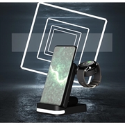 B-27 3-i-1 sammenleggbar trådløs lader med nattlys - 15W - hvit