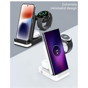 B-27 3-i-1 sammenleggbar trådløs lader med nattlys - 15W - hvit