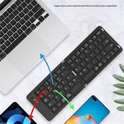 B023 68-tasters magnetisk sammenleggbart trådløst tastatur med telefonstativ - QWERTY - svart