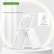 B023 68-tasters magnetisk sammenleggbart trådløst tastatur med telefonstativ - QWERTY - hvitt