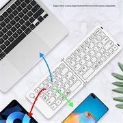 B023 68-tasters magnetisk sammenleggbart trådløst tastatur med telefonstativ - QWERTY - hvitt