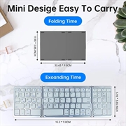 B089 Sammenleggbart trådløst tastatur med talltastatur - 81 taster - Sølv