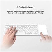 B089 Sammenleggbart trådløst tastatur med berøringsplate - 81 taster - sølv