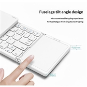 B089 Sammenleggbart trådløst tastatur med berøringsplate - 81 taster - sølv