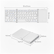 B089 Sammenleggbart trådløst tastatur med berøringsplate - 81 taster - sølv