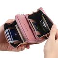 BAELLERRY N0110 Dobbeltlags lommebok med glidelås i PU-lær og mobiltelefonveske med skulderstropp - Mørkrosa