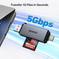 BENFEI 2-i-1 USB-C/USB-A 3.0-kortleser - SD, TF, microSD - svart