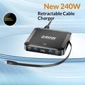 BK-124D 240W ladestasjon for skrivebordet med uttrekkbar USB-C-kabel - 2x USB-C, 2x USB-A