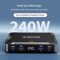 BK-124D 240W ladestasjon for skrivebordet med uttrekkbar USB-C-kabel - 2x USB-C, 2x USB-A