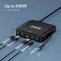 BK-124D 240W ladestasjon for skrivebordet med uttrekkbar USB-C-kabel - 2x USB-C, 2x USB-A