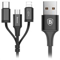 Baseus 3-i-1 USB-Kabel - Lightning, Type-C, MicroUSB