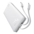 Baseus Airpow Lite 10000mAh Powerbank med USB-C- og Lightning-kabler - 22.5W - hvit
