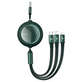 Baseus Bright Mirror 3-i-1 Inntrekkbar Kabel - 66W, 1.2m - Grønn