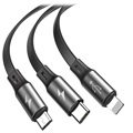 Baseus 3-i-1 Inntrekkbar USB-kabel - 1.2m - Grå