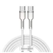 Baseus Cafule Metal Series USB-C/USB-C-kabel med nylonfletting - 100W - 2m - hvit