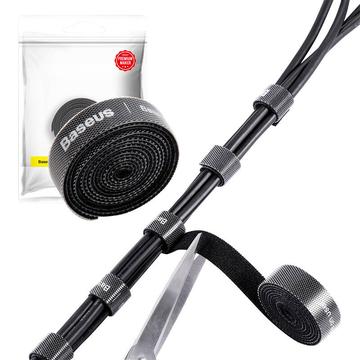 Baseus Fargerik sirkelborrelås med borrelås til kabelstropp - 1 m - Svart