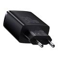 Baseus Compact Hurtiglader 30W - USB-C PD, 2xUSB - Svart