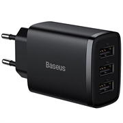 Baseus kompakt hurtiglader CCXJ020101, 3x USB, 17W - Svart