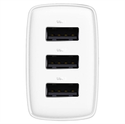 Baseus kompakt hurtiglader CCXJ020102, 3x USB, 17W - Hvit