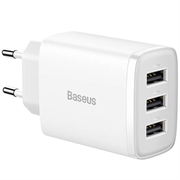 Baseus kompakt hurtiglader CCXJ020102, 3x USB, 17W - Hvit