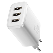 Baseus kompakt hurtiglader CCXJ020102, 3x USB, 17W - Hvit