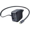 Baseus EnerCore CJ11 67W GaN6 vegglader med uttrekkbar USB-C-kabel - svart