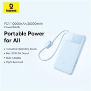 Baseus EnerFill FC11 20000mAh powerbank 22.5W - USB-C-, Lightning-kabler - blå