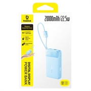 Baseus EnerFill FC11 20000mAh powerbank 22.5W - USB-C-, Lightning-kabler - blå